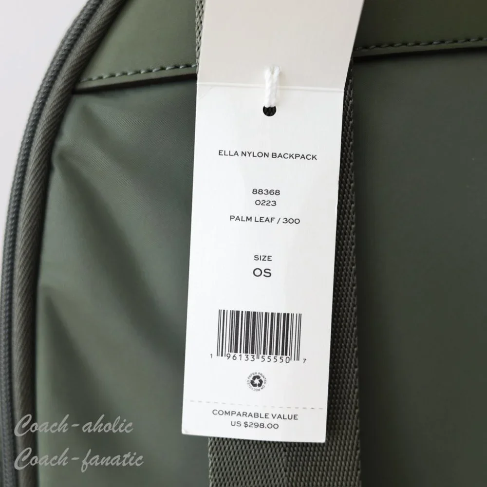 NWT Tory Burch Ella Logo Dual Zip Compartment Nylon Backpack in Palm Leaf - Picture 8 of 11